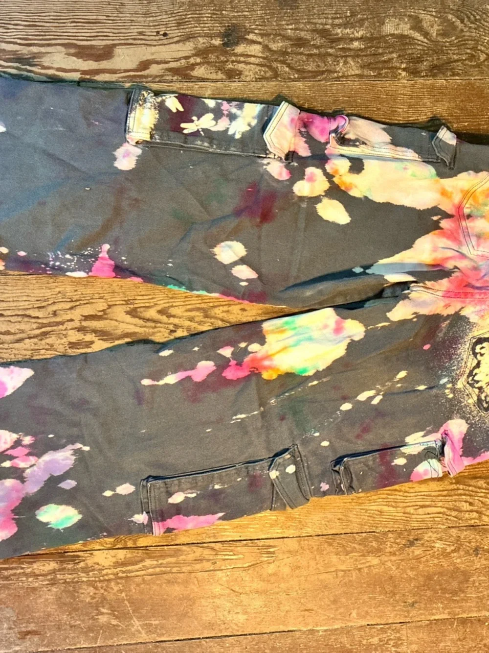 YMI Cargo Pants with hand dyed Tie-Dye Splatter - Picture 6 of 6